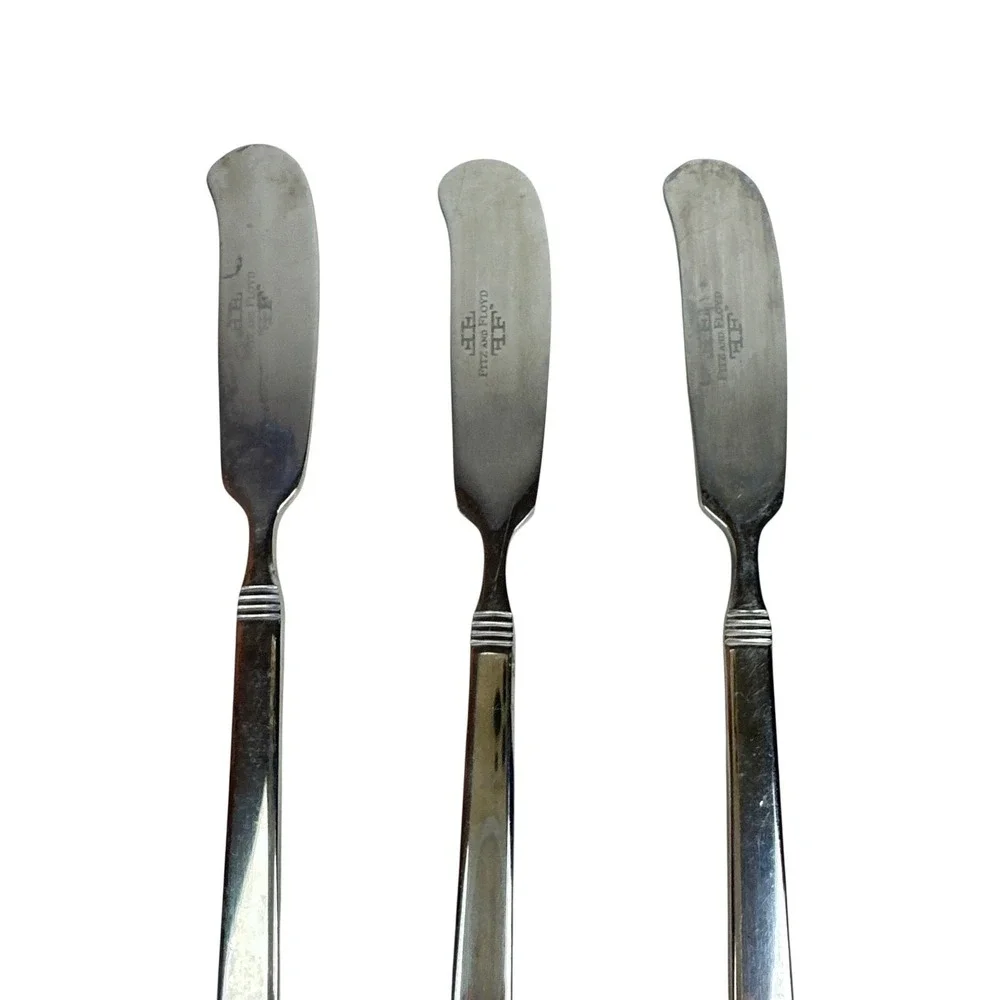 Set of 3 Fitz and Floyd Butter Knives Stainless Steel